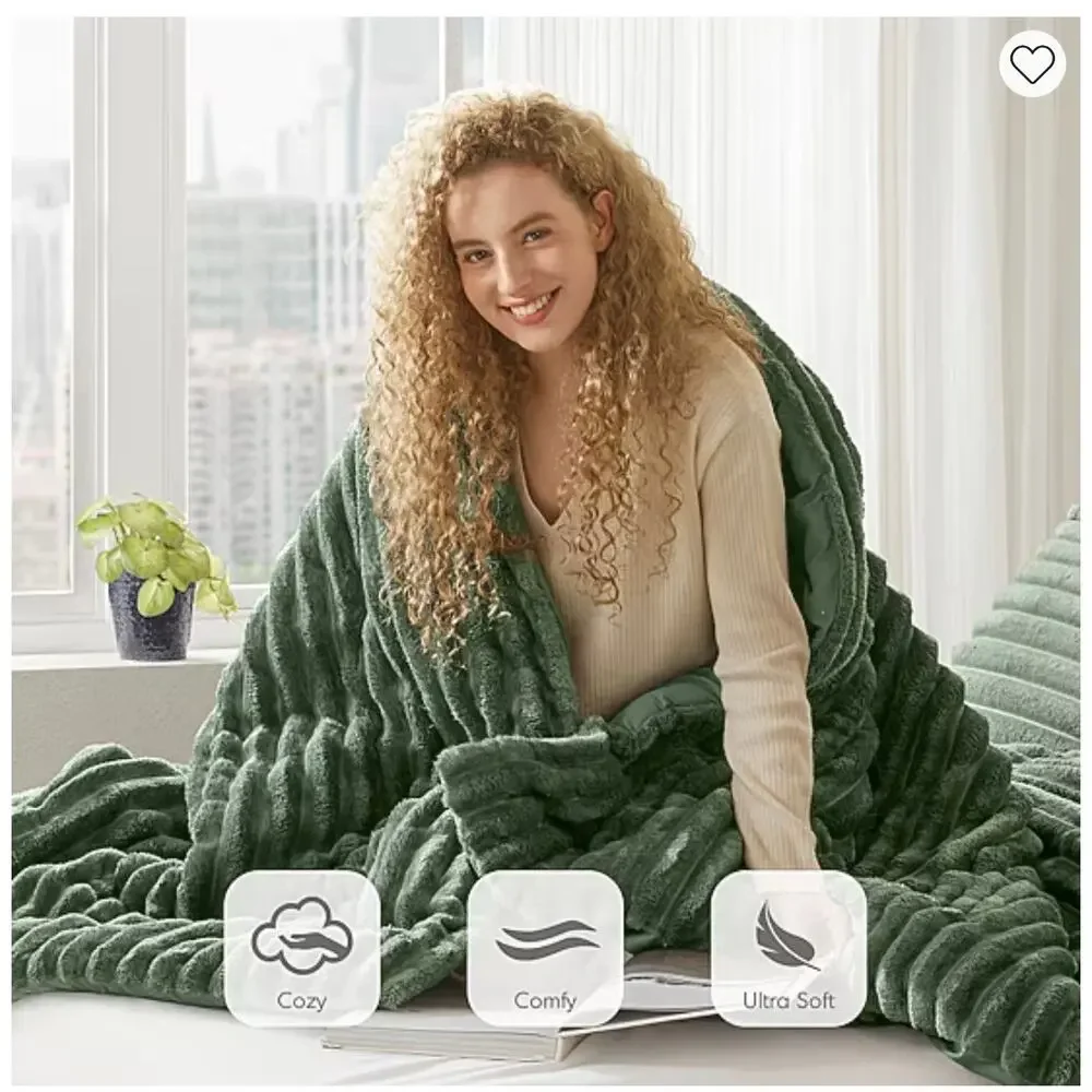 NEW! 510 Design Avril Fluffy Ribbed Plush Midweight Comforter Set Full/Queen